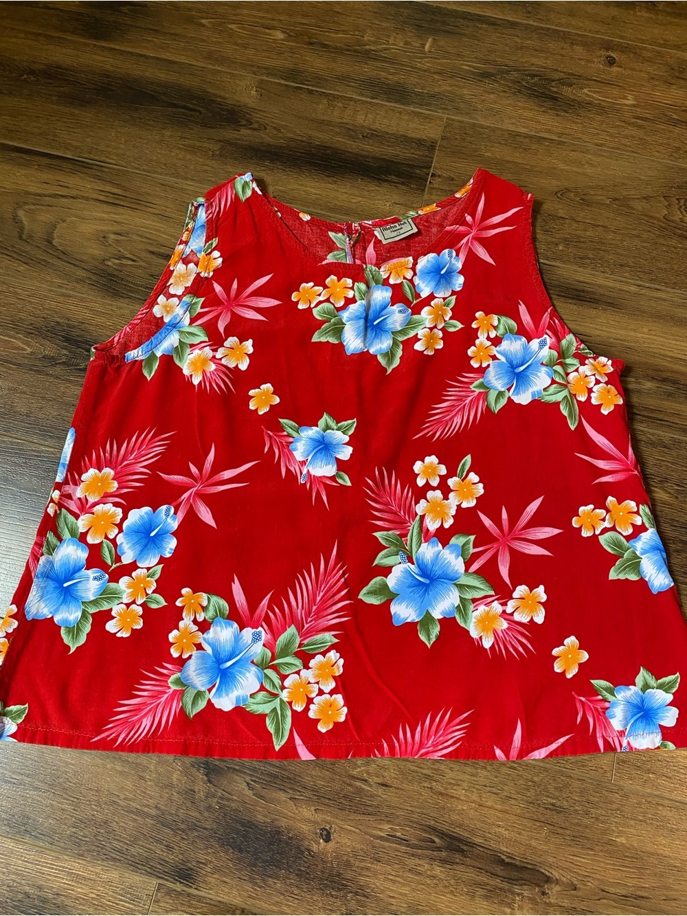 Hawaiian floral sleeveless top 2X